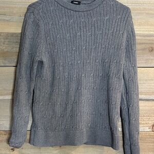 Express Gray Cable Knit Crewneck Sweater